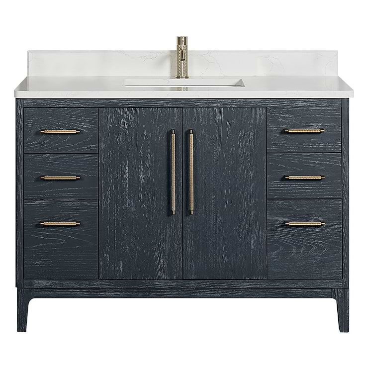 Kaitlin Navy Oak 48" Single Vanity with White Composite Stone Top