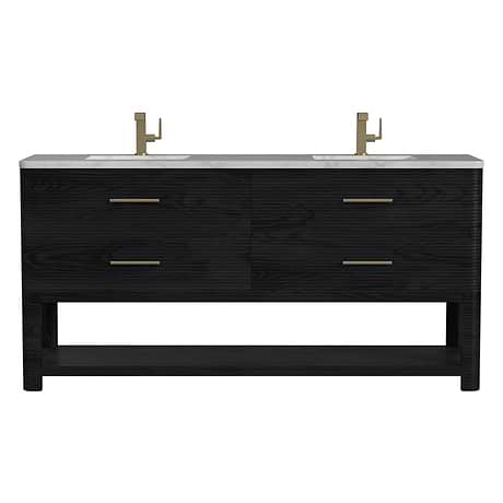 Lucian Carbon Oak 72" Double Vanity with Victorian Silver Quartz Top by JMV