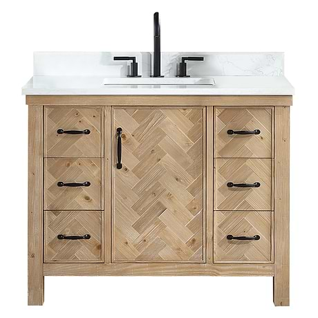 Adeena Blonde Oak 42" Single Vanity with Atlantic Stone Top