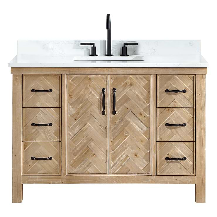 Adeena Blonde Oak 48" Single Vanity with Atlantic Stone Top