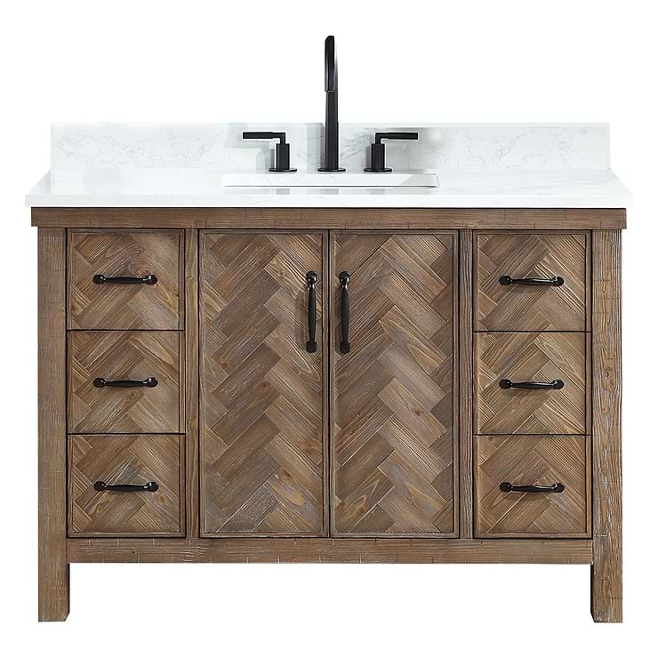 Adeena Brown Oak 48" Single Vanity with Atlantic Stone Top