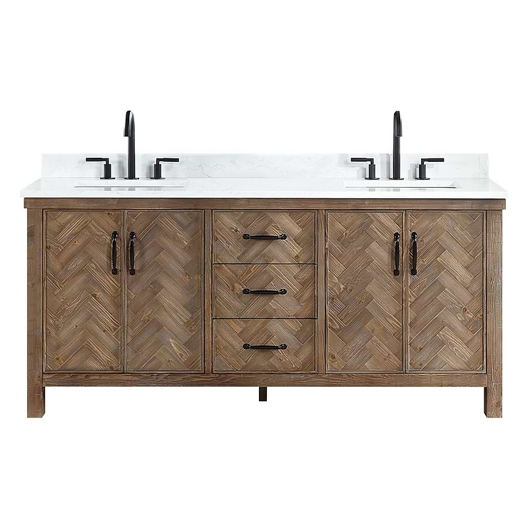 Adeena Brown Oak 72" Double Vanity with Atlantic Stone Top