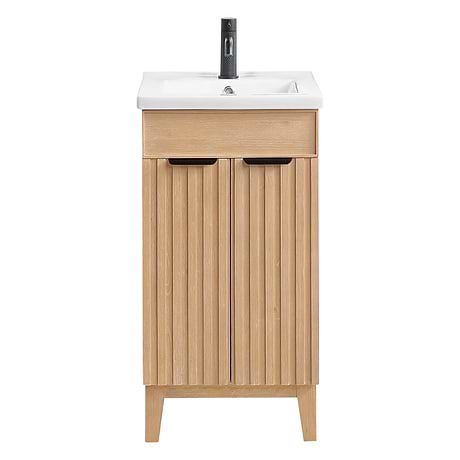 Gess Blonde Oak 18" Single Vanity with White Ceramic Basin Top