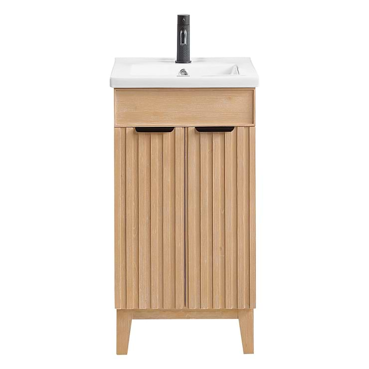 Gess Blonde Oak 18" Single Vanity with White Ceramic Basin Top