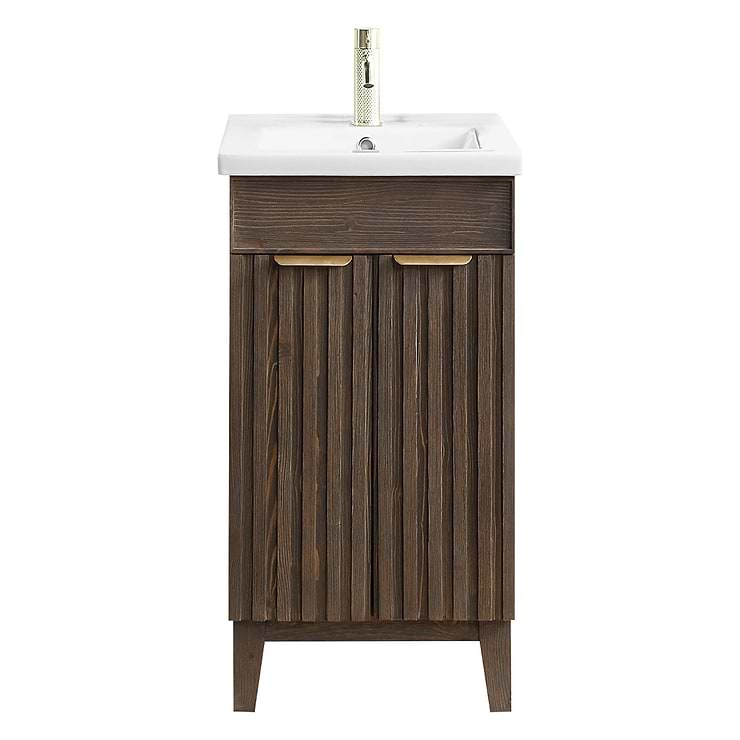 Gess Brown Oak 18" Single Vanity with White Ceramic Basin Top