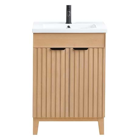 Gess Blonde Oak 24" Single Vanity with White Ceramic Basin Top