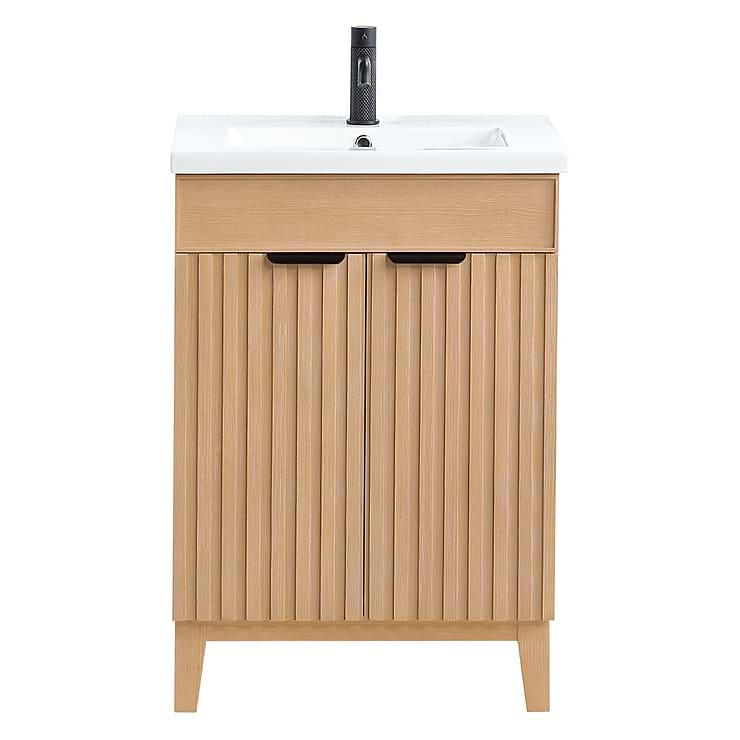 Gess Blonde Oak 24" Single Vanity with White Ceramic Basin Top