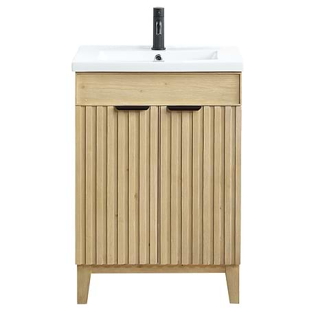 Gess Natural Oak 24" Single Vanity with White Ceramic Basin Top