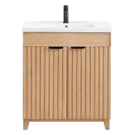 Gess Blonde Oak 30" Single Vanity with White Ceramic Basin Top