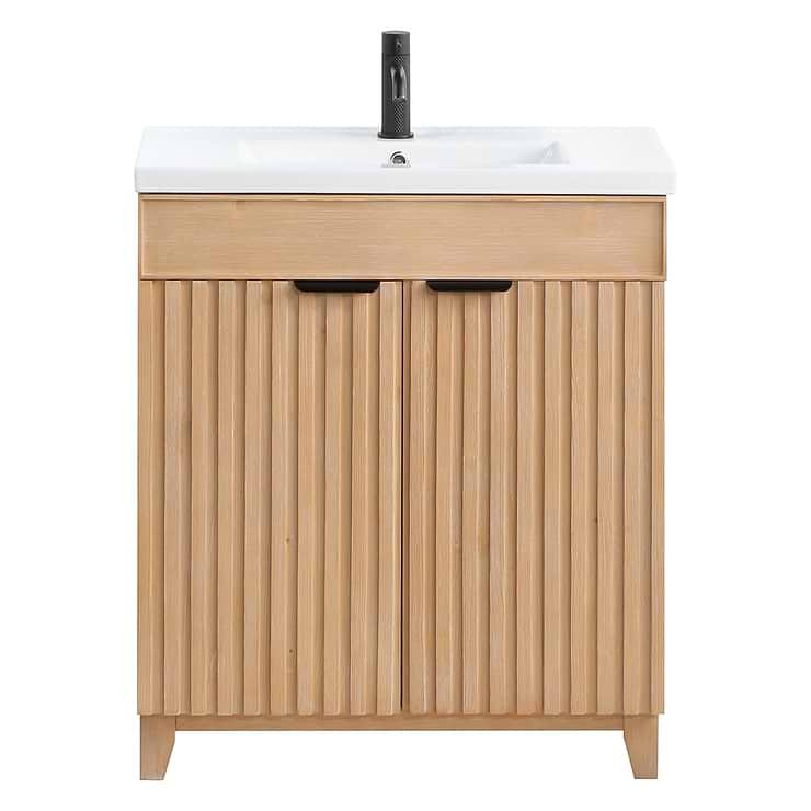 Gess Blonde Oak 30" Single Vanity with White Ceramic Basin Top