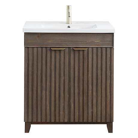 Gess Brown Oak 30" Single Vanity with White Ceramic Basin Top