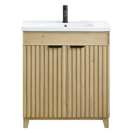 Gess Natural Oak 30" Single Vanity with White Ceramic Basin Top