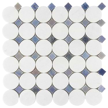 Kinetic Blue 1x2 Circles Polished Marble Mosaic