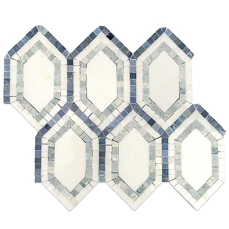 Infinity Thassos & Ming Green Hexagon Polished Marble Mosaic