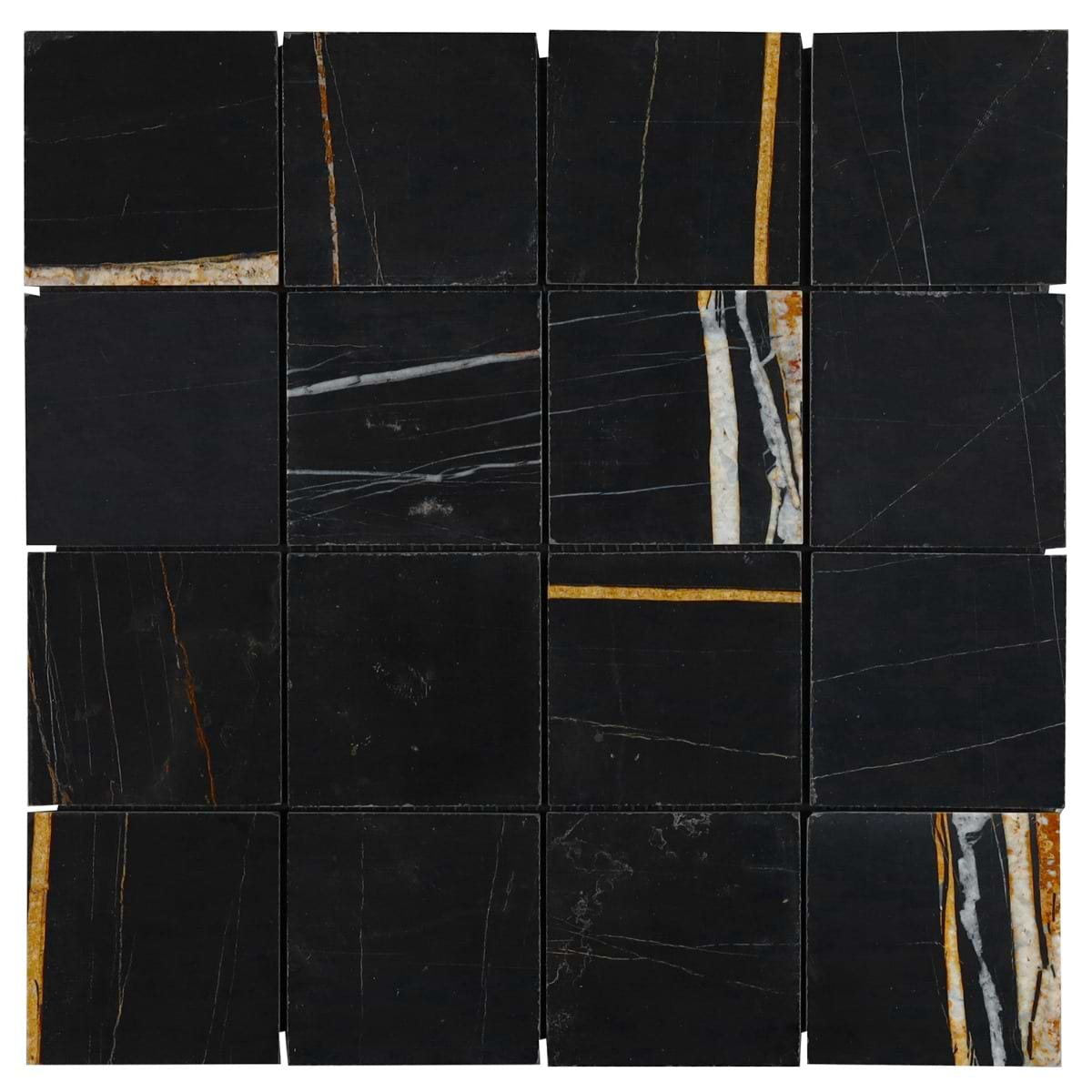 Nero Dorato 3x3 Honed Marble Mosaic Tile