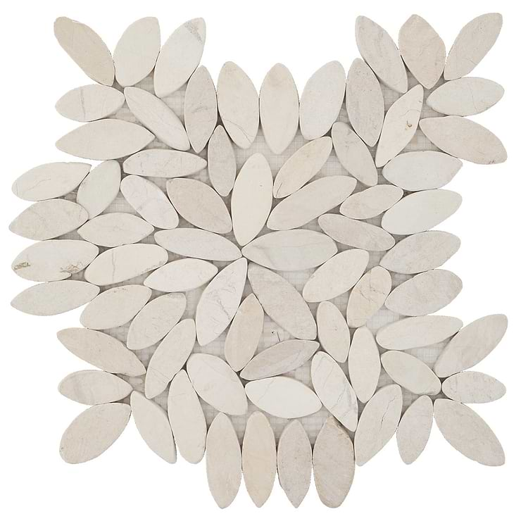 Nature Flower Lovina White Pebble Honed Mosaic Tile