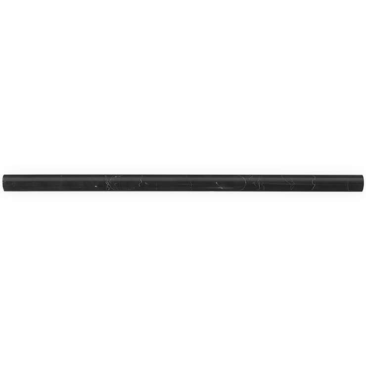 Nero Marquina  Black 1x12 Polished Pencil Liner; in Black  Nero Marquina ; for Backsplash, Bathroom Wall, Outdoor Wall, Shower Wall; in Style Ideas Art Deco, Classic, Contemporary, Craftsman, Industrial, Mid Century, Modern, Traditional, Transitional
