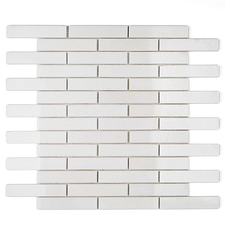 White Thassos 1x4 Brick Polished Marble Mosaic; in White Thassos Thassos; for Backsplash, Bathroom Floor, Bathroom Wall, Commercial Floor, Floor Tile, Kitchen Floor, Kitchen Wall, Outdoor Wall, Shower Wall, Wall Tile; in Style Ideas Art Deco, Classic, Contemporary, Modern, Traditional