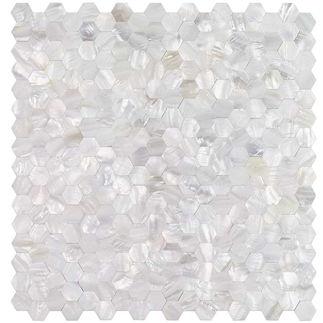 Serene White Hexagon Polished Pearl Mosaic