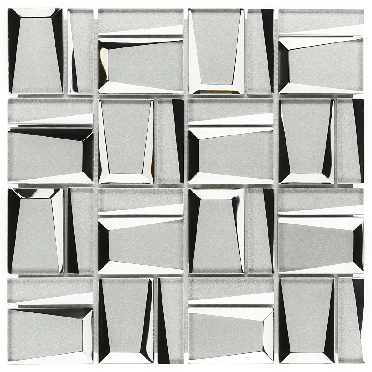 Rumi French Silver 2x3 Polished Mirrored Glass Mosaic Tile