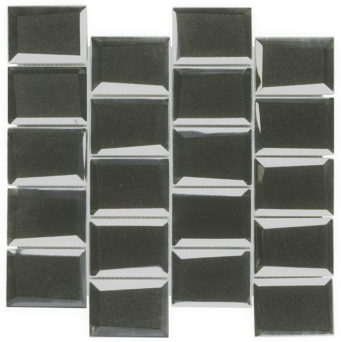 Rumi Glam Platinum Silver 2x3 Polished Mirrored Glass Mosaic Tile