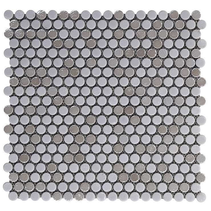 Zoe Grigio 1/2" Circle Frosted and Polished Glass Mosaic Tile