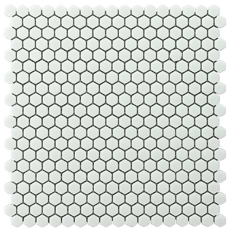 Zoe Perla White Iridescent 1/2" Hexagon Polished Glass Mosaic