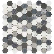 Esker Oxford Gray Hexagon Marble & Glass Tile