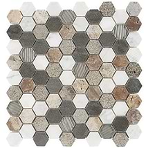 Esker Stratus Hexagon Marble & Glass Tile