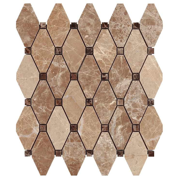 Octave Light Brown With Dark Emperador Marble 2x4 Polished Mosaic Tile