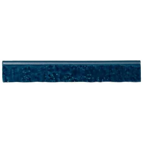 Wabi Sabi Sapphire Blue 1.5x9 Crackled Glossy Ceramic Bullnose