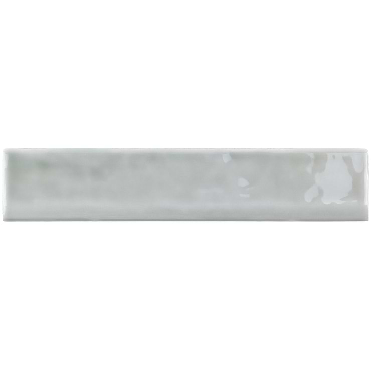 Seaport  Chameleon Sage Gray 2x10 Polished Ceramic Bullnose; in Sage Gray White Body Ceramic; for Backsplash, Bathroom Wall, Shower Wall; in Style Ideas Beach