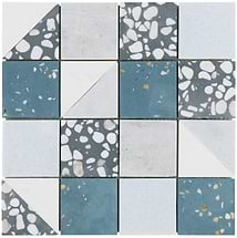 Elizabeth Sutton Artem Starling Blue 3x3 Polished & Honed Marble and Terrazzo Mosaic Tile