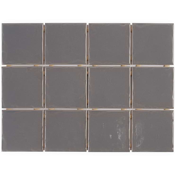 StratoSquare Dark Gray 4x4 Polished Ceramic Mosaic 