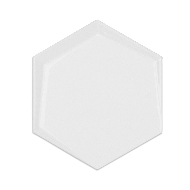 Exagoni Stive White 6x7 3D Hexagon Blanco Polished Ceramic Wall Tile