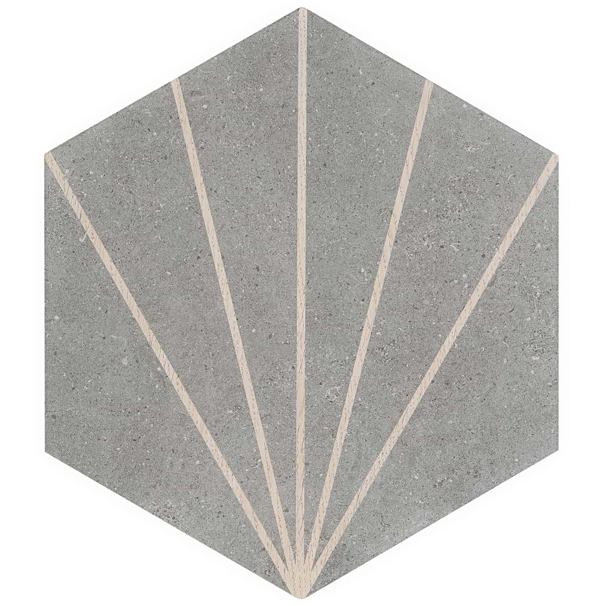 Pergola Beams Graphite 12.5" Hexagon Gray Matte Porcelain Tile