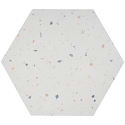 Six Hexagon Multi White 12.5" Terrazzo Look Matte Porcelain Tile