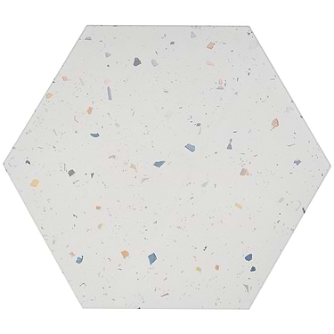 Six Hexagon Multi White 12.5" Terrazzo Look Matte Porcelain Tile - Sample