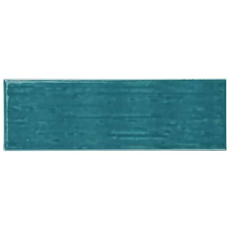 Disco-Kiln Teal Green 3x9 Polished Porcelain Subway Tile