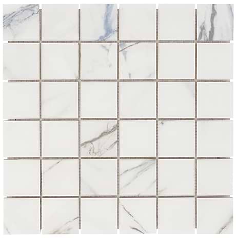 Calacatta Azur White 2x2 Matte Porcelain Mosaic
