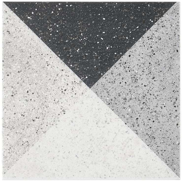 Art Geo by Elizabeth Sutton Terrazzo Deco Charcoal Gray 8x8 Matte Porcelain Tile