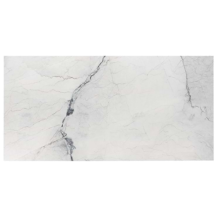 Romani Camouflage White 24x48 Marble Look Satin Porcelain Tile