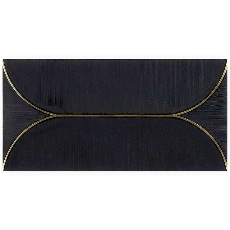 Calypso 3D Carved Nero Black Brass Inlay 8x16 Textured Honed Marble Limestone Tile