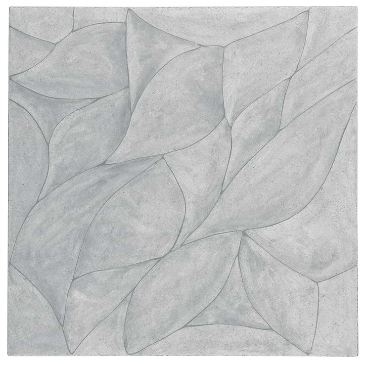 Thalia Blue Gray 18x18 3D Carved Rosette Honed Limestone Tile