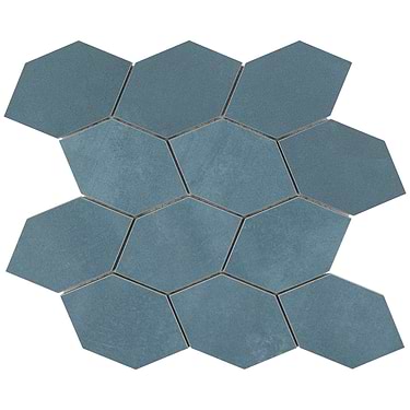 Bond Indio Blue Foliage Hexagon Matte Porcelain Mosaic