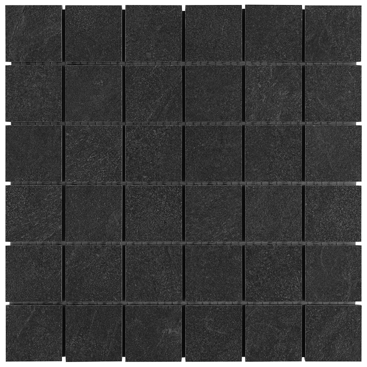 Era Charcoal Black 2x2 Limestone Look Matte Porcelain Mosaic Tile