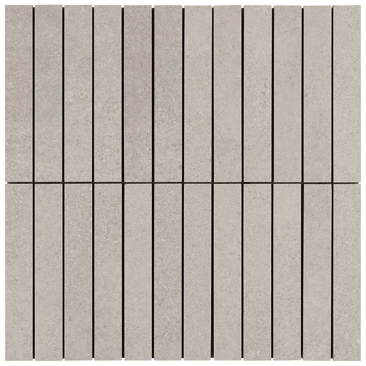 Era Linen White 1x6 Stacked Limestone Look Matte Porcelain Mosaic Tile