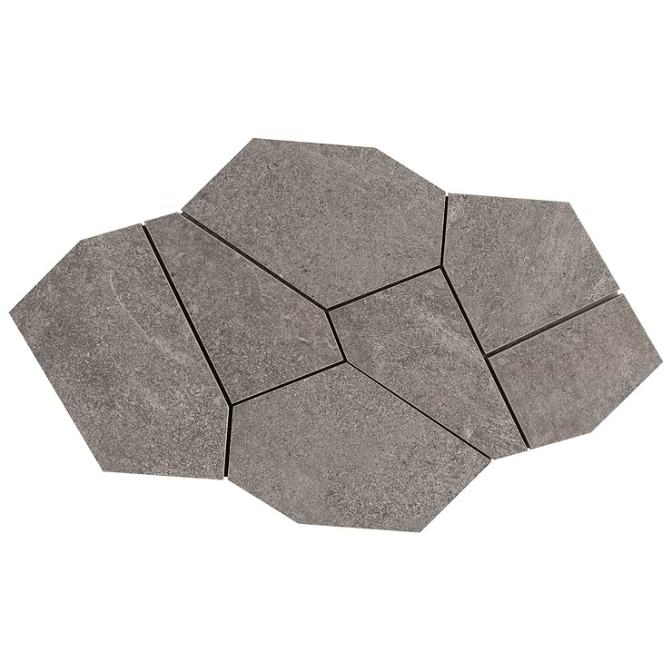 Era Slate Gray Organic Pattern Limestone Look Matte Porcelain Mosaic Tile