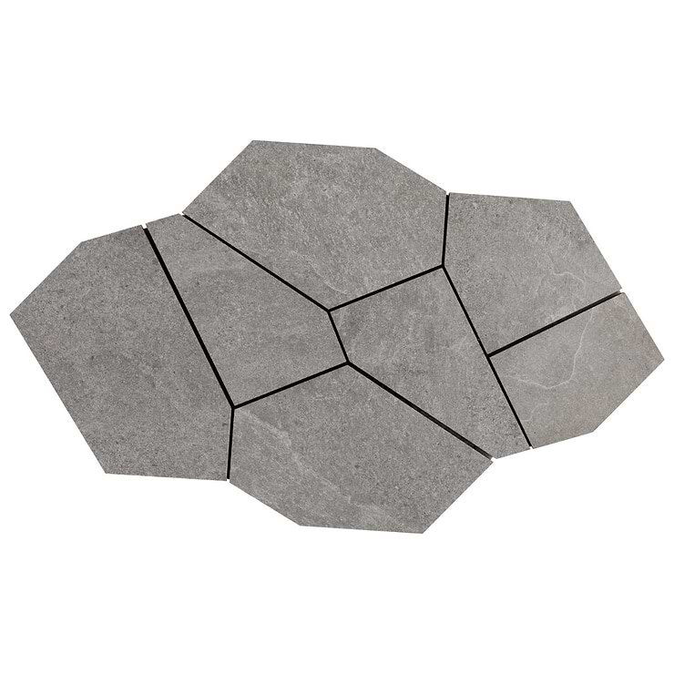 Era Silver Gray Organic Pattern Limestone Look Matte Porcelain Mosaic Tile