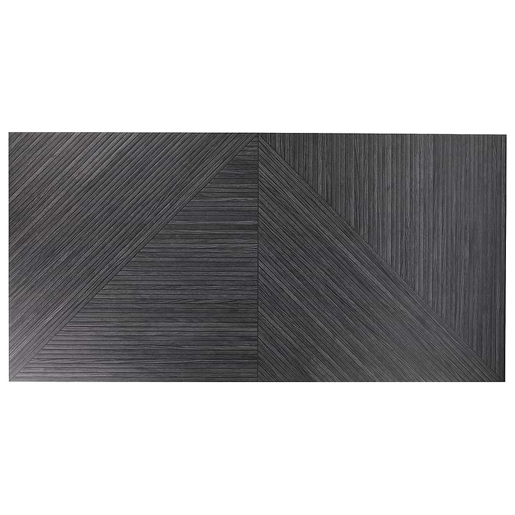 Enso Charcoal Black 24x48 Ribbed Matte Porcelain Wood Look Tile
